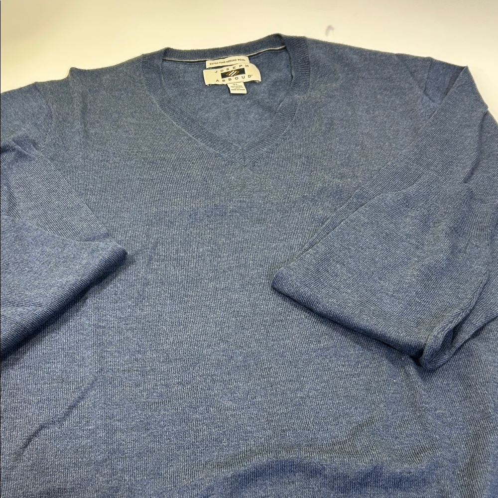Joseph Abboud Heather Blue V-Neck Sweater - Picture 14 of 16